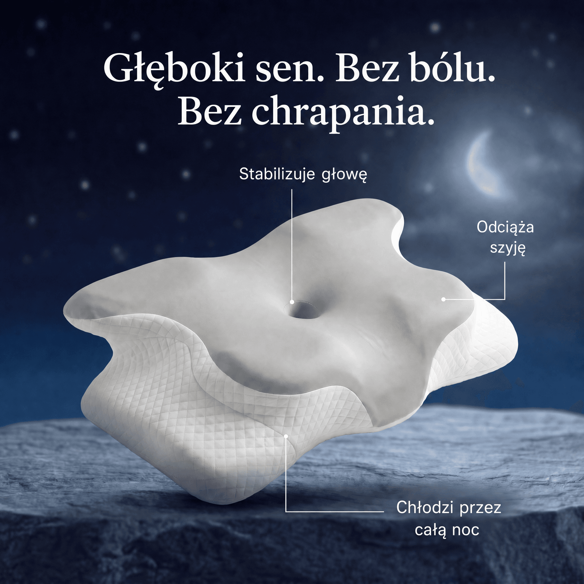 Zbliżenie tekstury chłodzącego żelu memory foam i kanałów wentylacyjnych