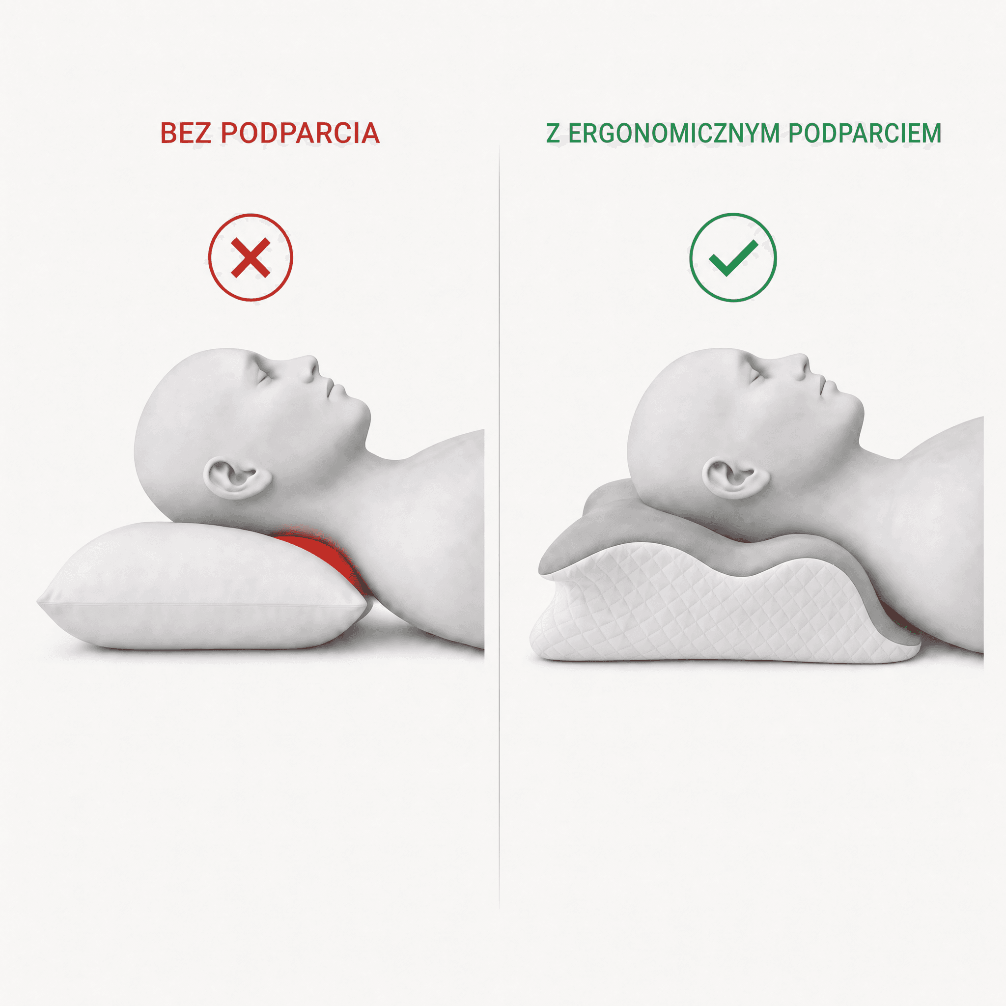Osoba śpiąca na ergonomicznej poduszce motylkowej pokazująca prawidłowe ułożenie szyi