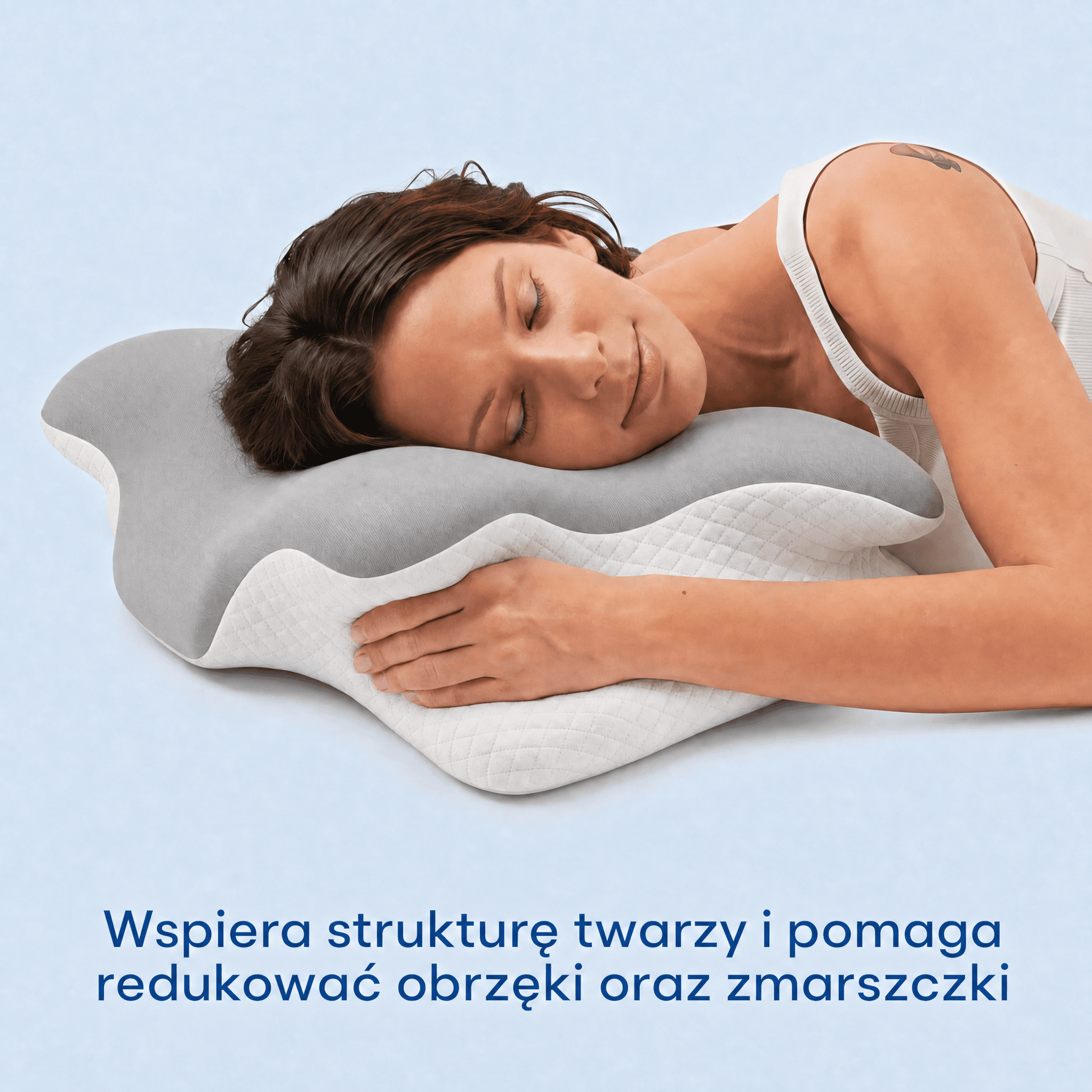 Szczegółowy widok hipoalergicznych warstw pianki wewnątrz poduszki
