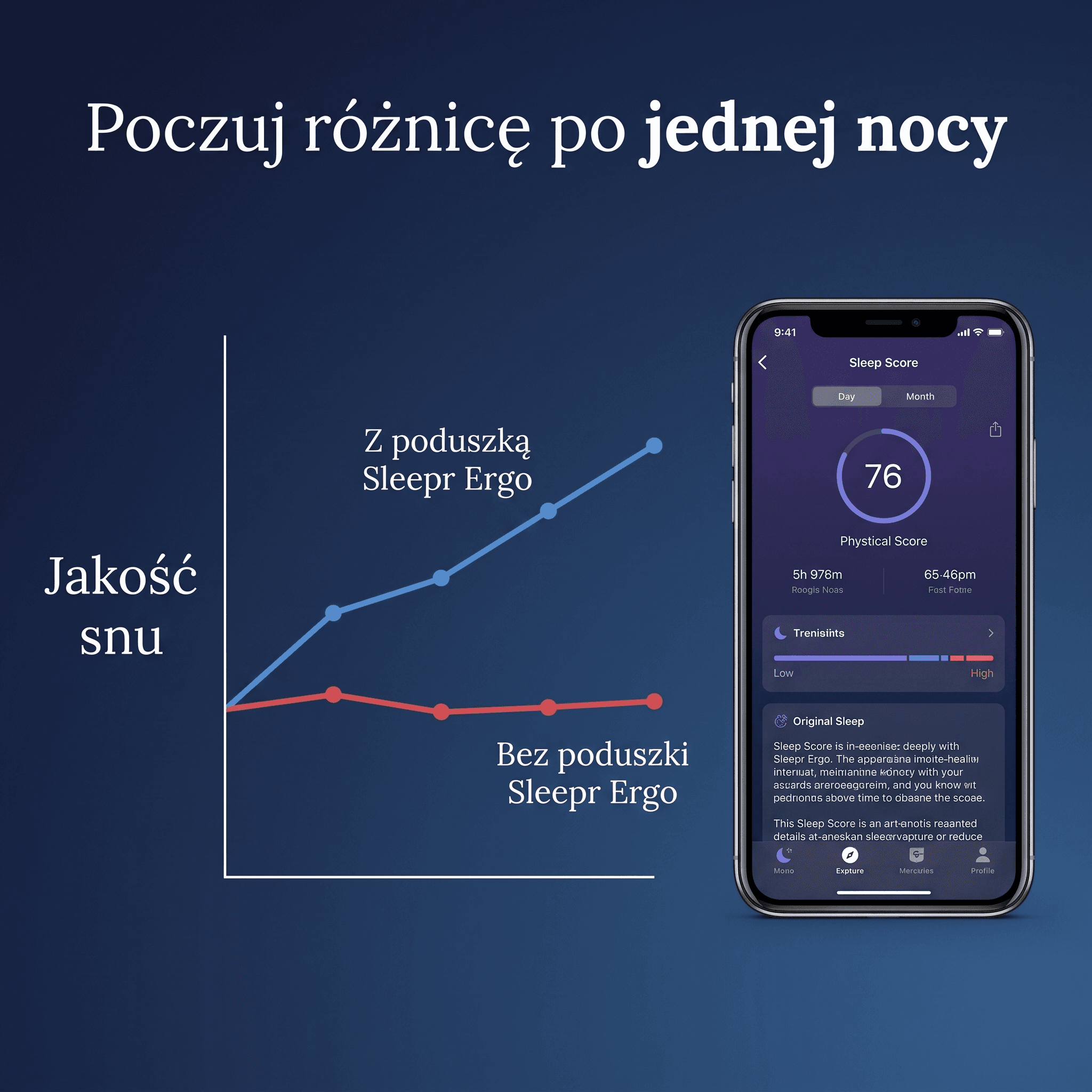 Osoba śpiąca na plecach z poduszką ergonomiczną The Sleepr motylkową